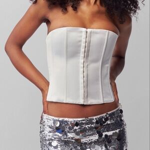 Danielle Guizio White Satin Corset